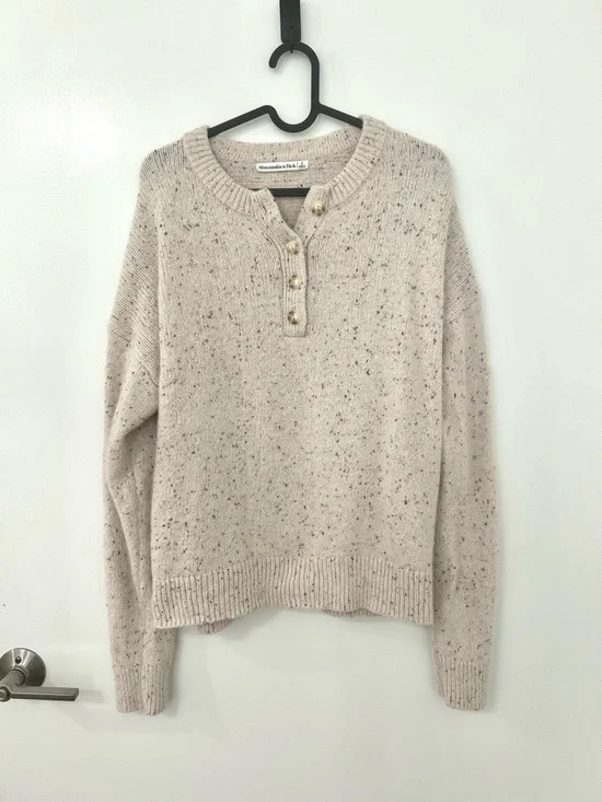 Abercrombie & Fitch Henley Sweater - Oatmeal - Picture 3 of 4